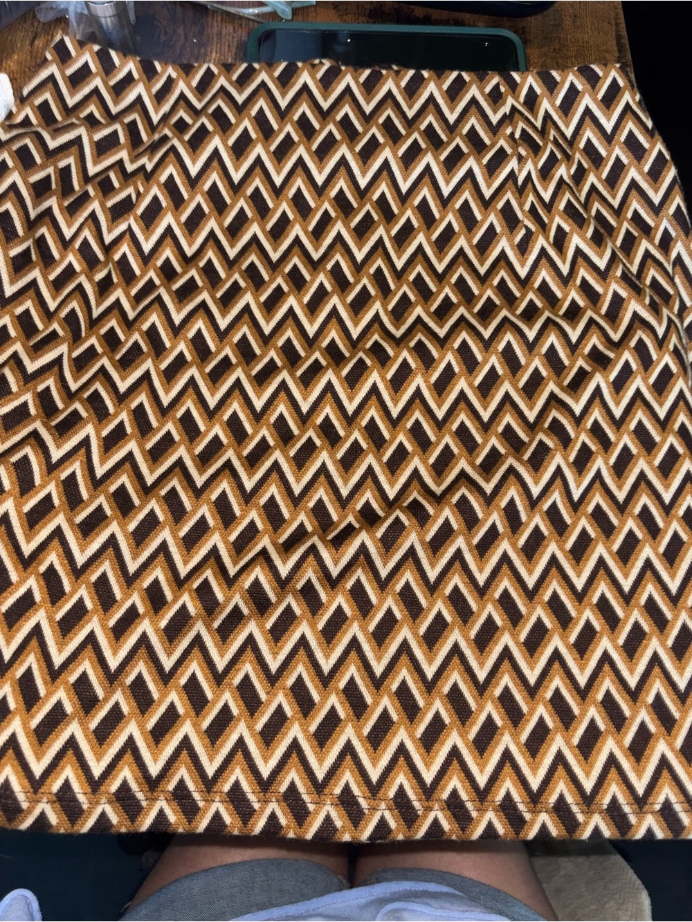 Altar'd State Brown and Cream Geometric Chevron Throw